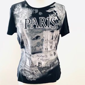 Hello Paris NWT Black Graphic T-shirt